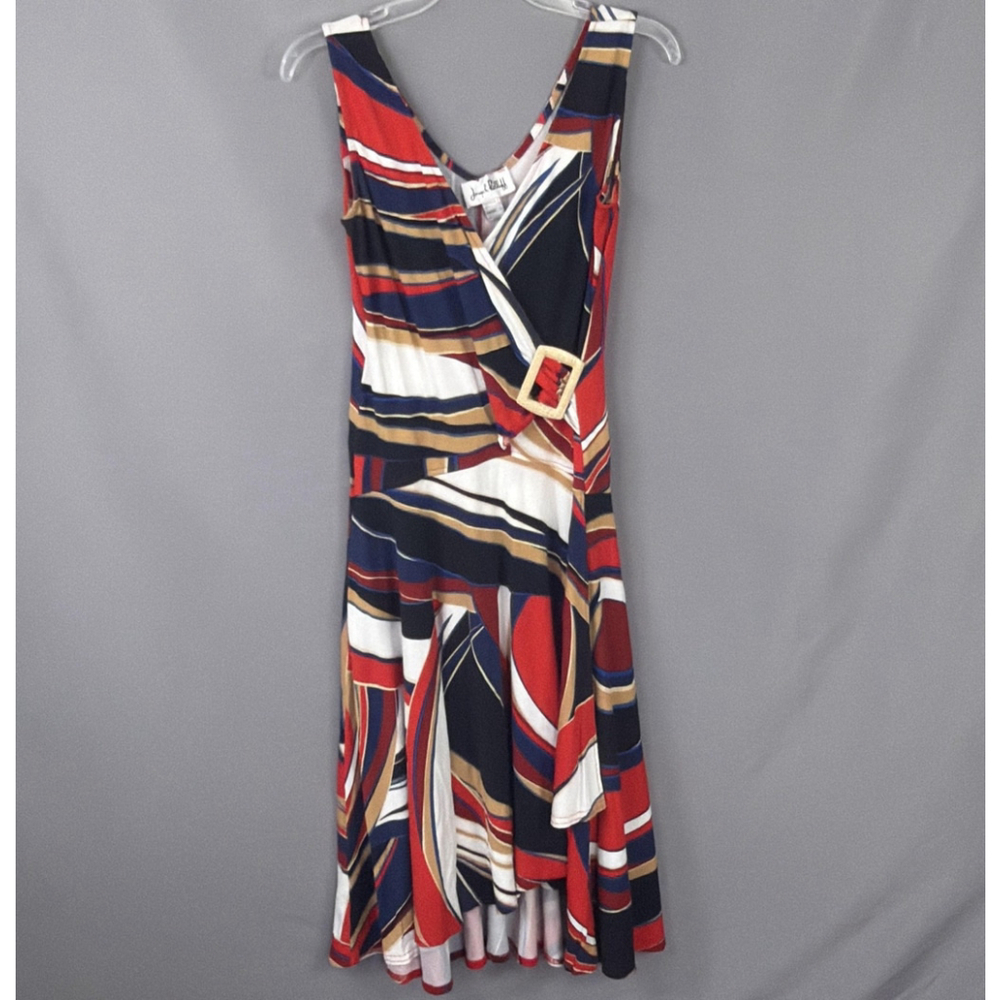 Joseph Ribkoff Dress Womens 8 Multicolor Faux‎ Wrap Retro Fit and Flare